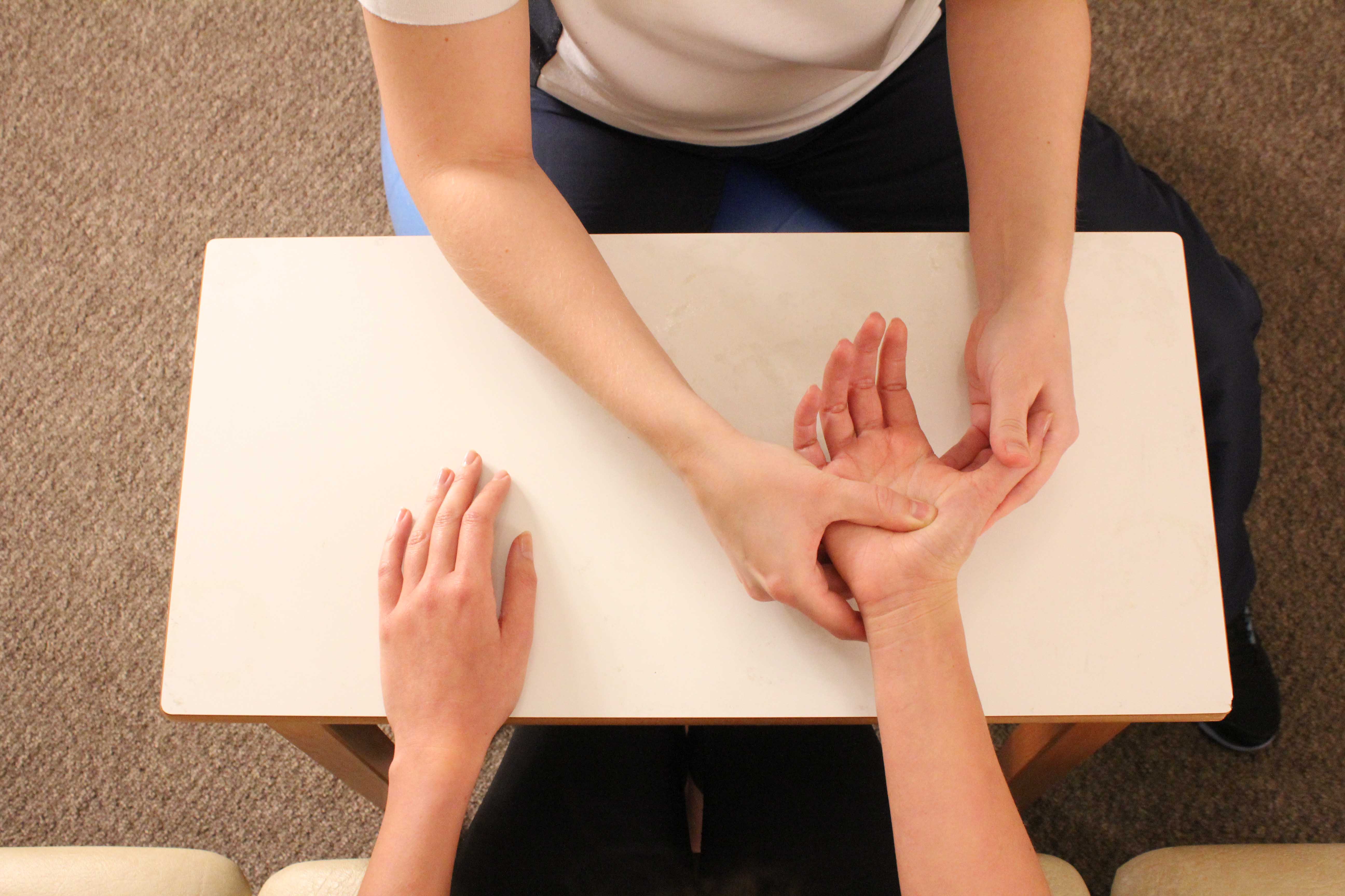 A patient being treated for De Quervains.