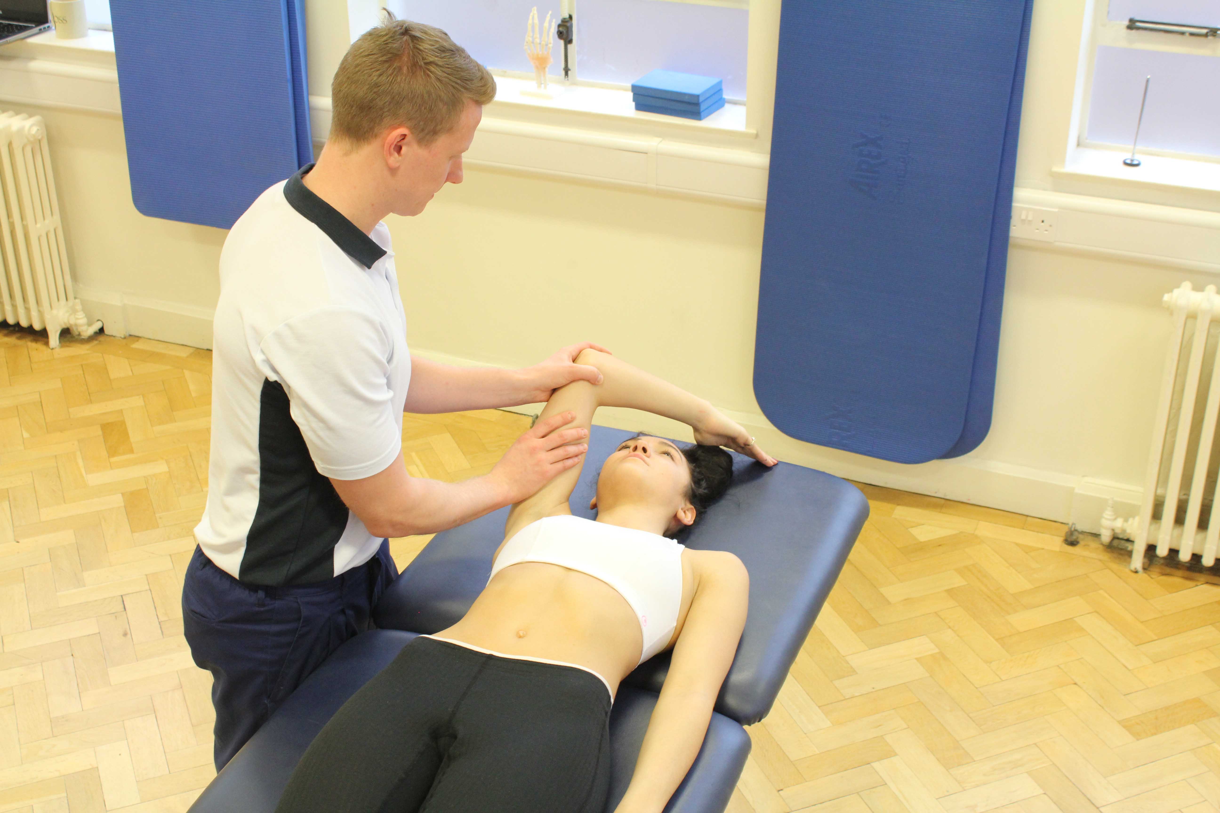 Stretches and mobilisations performed by an experienced physiotherapist